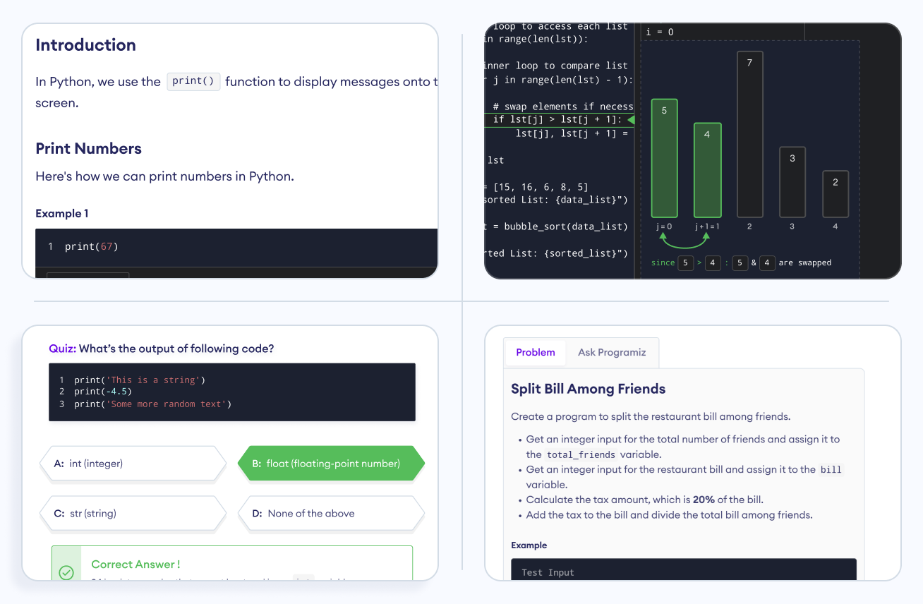 Complete Learning Experience within Programiz PRO
